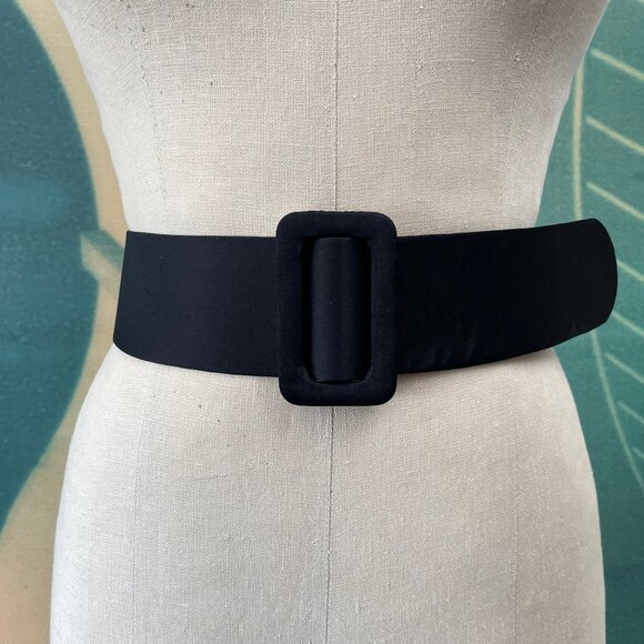 Wide black satin belt - Picture 1 of 5